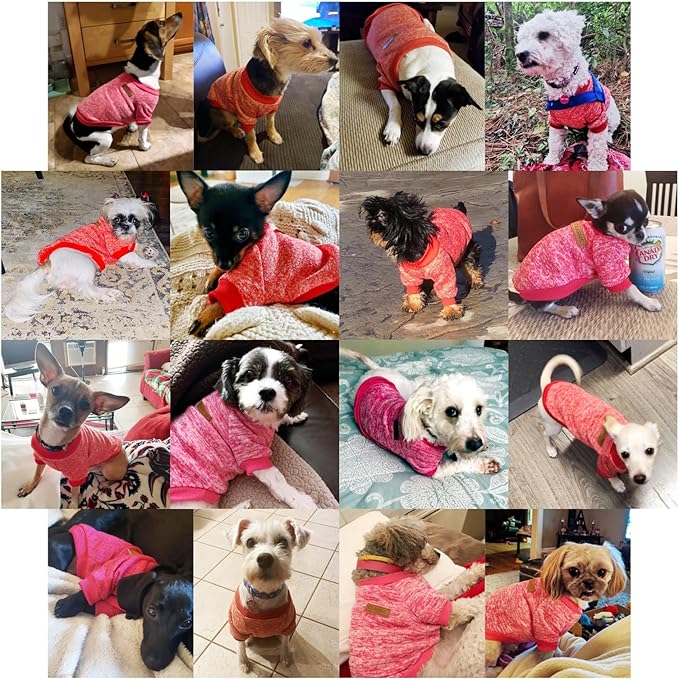 Jecikelon Dog Clothes Dogs Sweater Soft Puppies Clothing Winter Puppy Sweaters Warm Outfit for Dogs Small XXS XS Cat Apparel (Red, S)