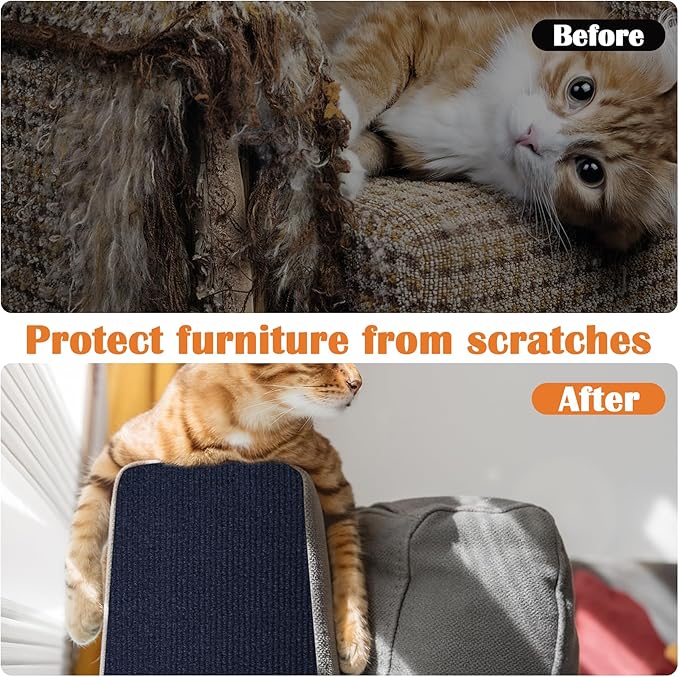 Cat Scratch Furniture Protector - 100" x 13.8" Trimmable Self-Adhesive Cats Claws Scratch Pads, DIY Cat Climbing Couch Protector for Scratch Post Cat Tree Replacement Indoor (Dark Blue)
