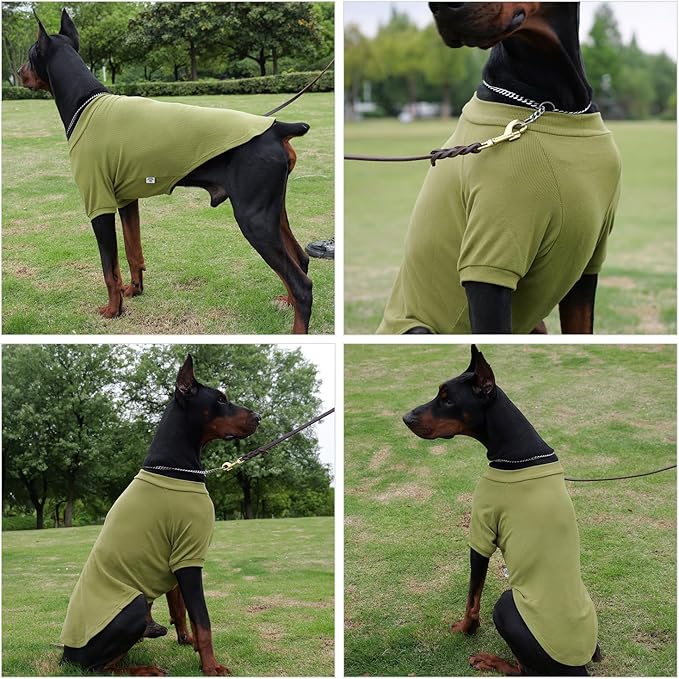 Lovelonglong Ribbed Dog T-Shirt Cotton Knitted Dog Sweaters for All Season Pet T-Shirts for Large Medium Small Dogs Olive Green XS