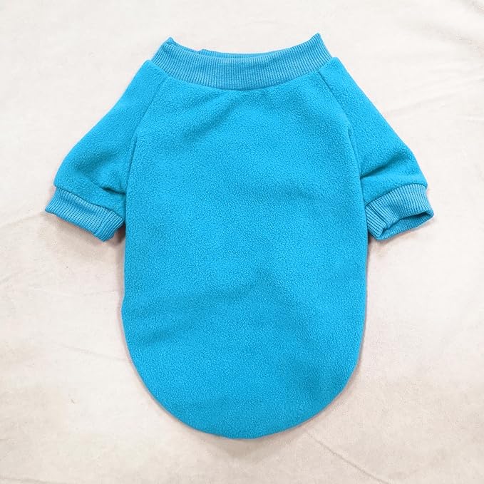 Idepet Dog Fleece Sweater, Small Dogs Shirt Pullover Sweatshirt Pet Dog Clothes Soft Puppy Sweater Warm Winter Shirt Classic Cat Apparel for Small Dogs and Cats (X-Small, Blue)
