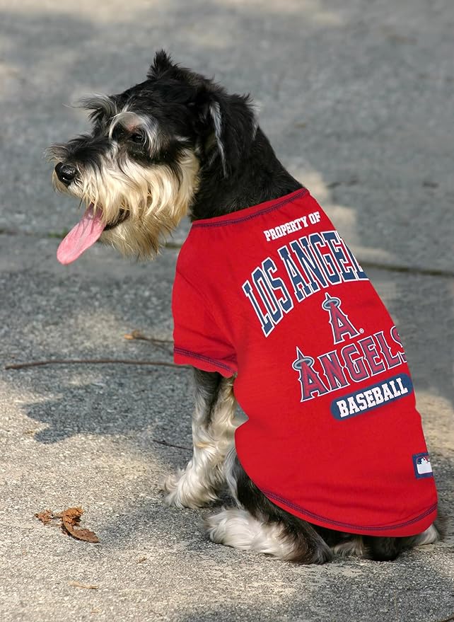 MLB LA Angels Dog T-Shirt, Medium. - Licensed Shirt for Pets Team Colored with Team Logos. - Premium Stretchable Materials for The Comfort of Your Dog & cat.