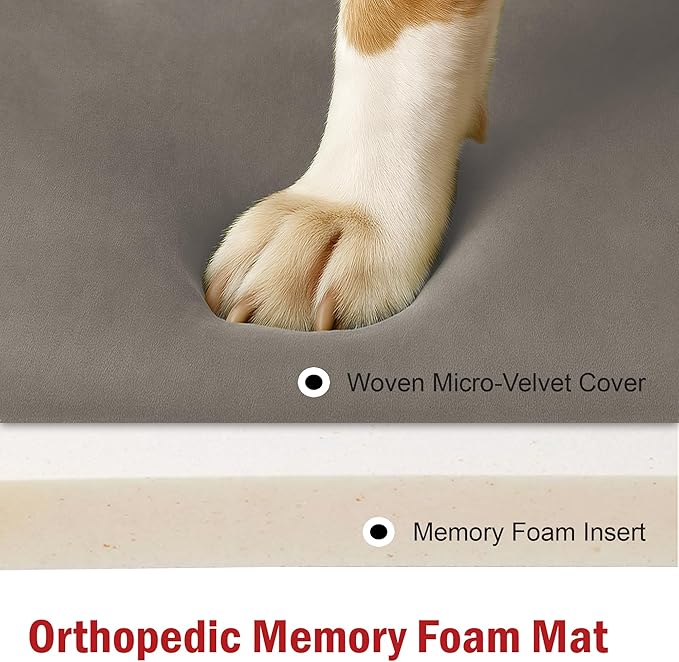 Majestic Pet Orthopedic Memory Foam Dog Crate Mat - Plush Pet Bed Pad for Crates & Kennels | USA Crafted | 24"x18" Villa Vintage