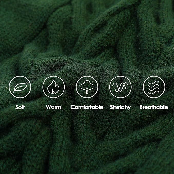 Dog Sweaters for Large Dogs Classic Turtleneck Dog Christmas Sweater Thick Warm Pullover Male Puppy Pet Stretch Knitwear Fall Winter Clothes with Leash Hole(Green, 2XL)
