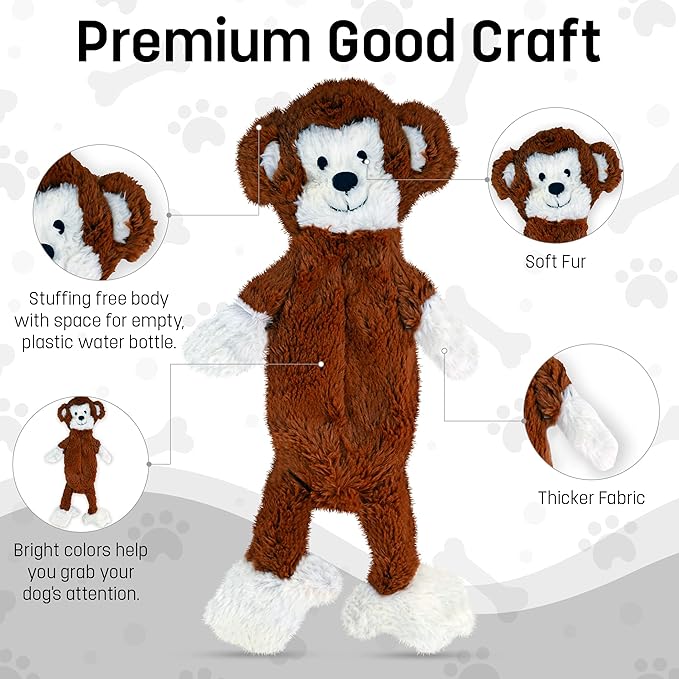 FGA MARKETPLACE Pack of 5 Flat NO Stuffing NO Squeak Plush Dog Toys, Funny Style Will Entertain Your Pet for Hours, Recommended for Small and Medium Dog 21 INCH Long