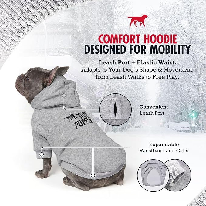 Tuff Pupper Dog Hoodie | Premium Quality 100% Organic Cotton | Ultra Soft Interior for Superior Comfort | Elastic Cuffs & Drawstring for Warmth | Stretch Fit Suitable for All Breeds (Gray, XXL)
