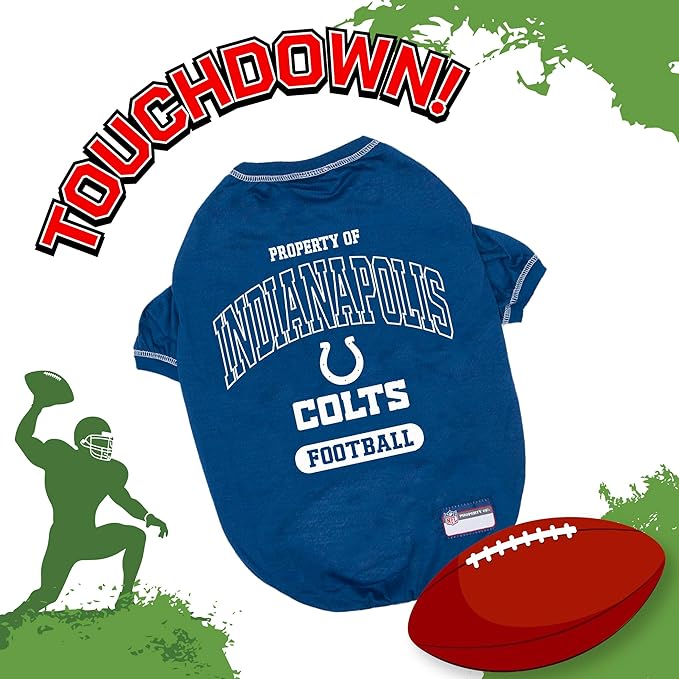 NFL Indianapolis Colts Dog T-shirt X-Small. - Licensed Shirt for Pets Team Colored with Team Logos- Premium Stretchable Materials for the comfort of your Dog & Cat