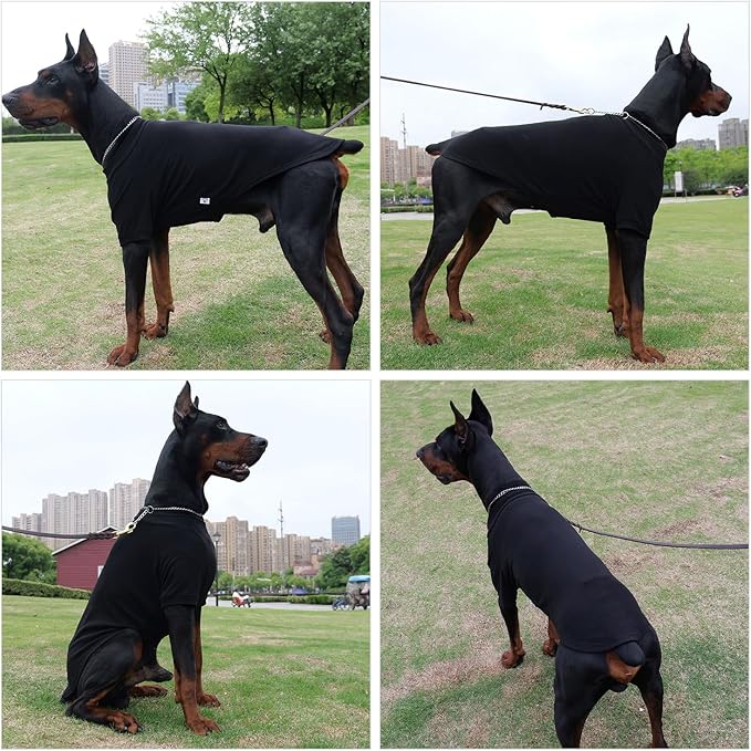 Lovelonglong Ribbed Dog T-Shirt Cotton Knitted Dog Sweaters for All Season Pet T-Shirts for Large Medium Small Dogs Black S