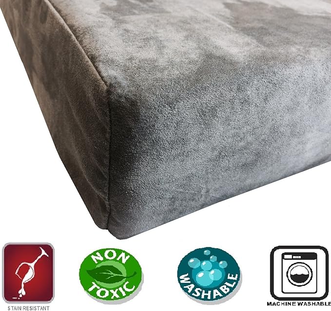 Dogbed4less Premium HeadRest Pillow Orthopedic Cool Memory Foam Dog Bed for Large Dogs, Waterproof Lining with Washable Suede Grey Cover, XXL 55X37X4
