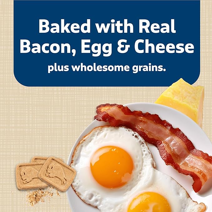 Blue Buffalo Mini Health Bars Crunchy Dog Biscuits, Oven-Baked With Natural Ingredients, Bacon, Egg & Cheese, 2-lb Box