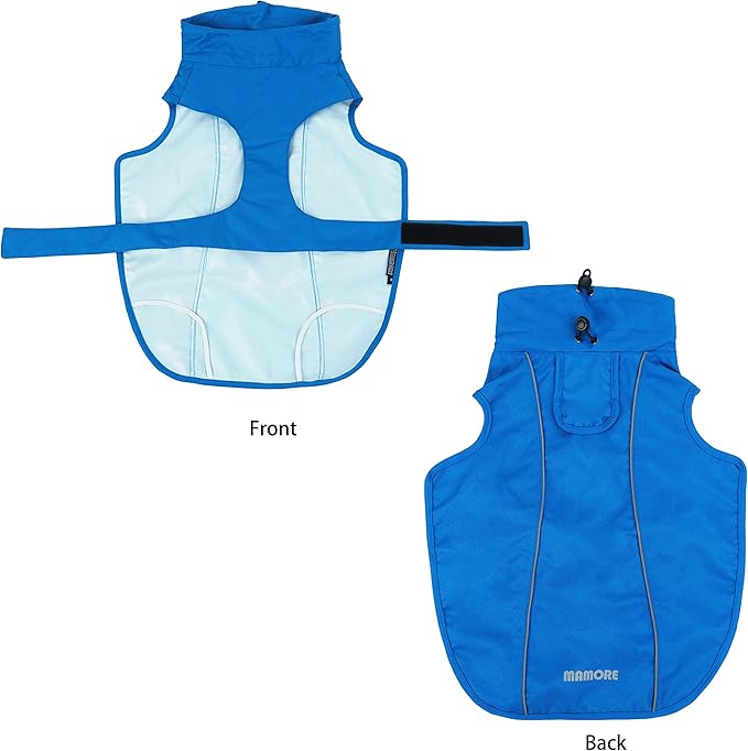 Waterproof Dog Raincoat with Reflective Strip, Adjustable Breathable Rain Coat Jacket with Leash Hole for Dogs (Blue, Large)