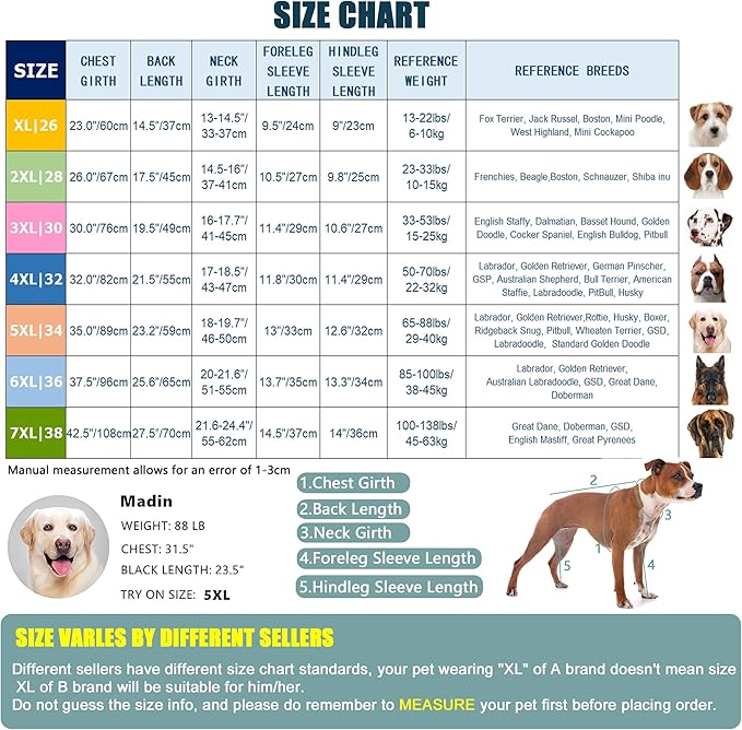 Dog Full Body Winter Coat, Waterproof Fleece Jacket for Small Medium Large Dogs Reflective Snowsuit with Zipper for Outdoor Skating (Orange, 4XL(Weight 50-70 lbs))