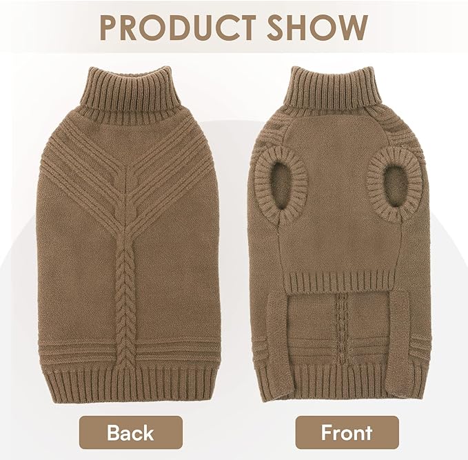 Dog Sweaters for Large Dogs Male Female Pet Knitwear Classic Puppy Warm Pullover Turtleneck Cold Weather Clothes for Labrador(Brown, 2XL)