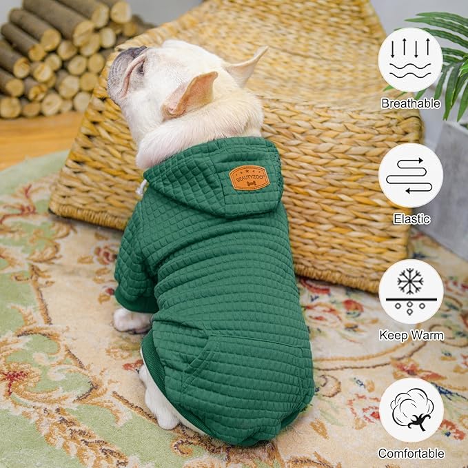 BEAUTYZOO Dog Sweaters for Large Dogs Girls Boys, Warm Winter Dog Hoodie Sweatshirt with Pocket & Leash Hole,Soft Waffle-Like Laminated Cotton Pet Clothes for Big Breeds Indoor Outdoor Cold Weather