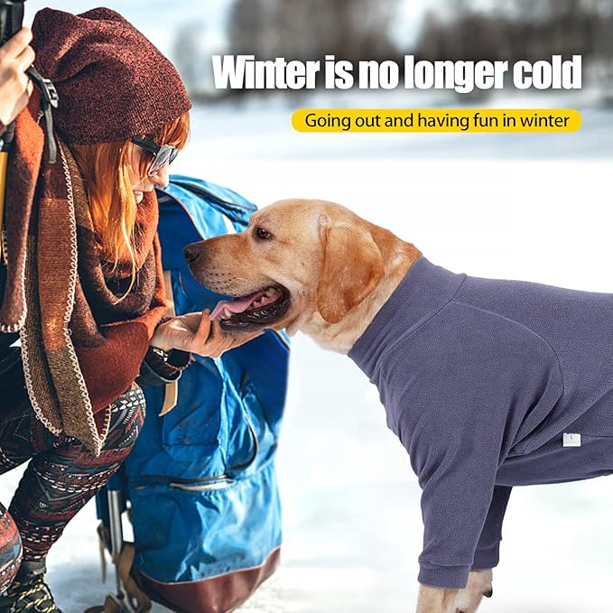 Dog Winter Coat,Warm Dog Jacket,Puppy Polar Fleece High Collar Full Body Snowsuit,Comfort Windproof Sweater(Grey,XL)