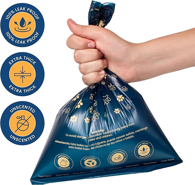 LOVING Paws Poop Bags - 140 Heavy Duty, Extra Thick & Leak Proof, Count Easy Open Refill Rolls (140 Bags)