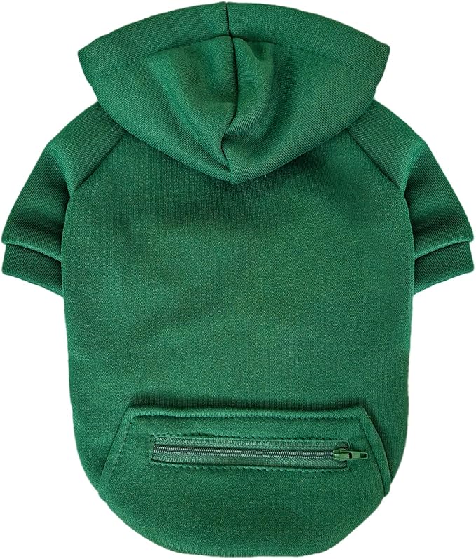 Jecikelon Pet Dog Cold Weather Coat with Pocket Winter Dog Hoodie Warm Puppy Clothes for Small Dogs Chihuahua Clothing (Green, XX-Small)