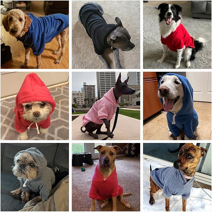 KOOLTAIL Basic Dog Hoodie - Soft & Warm Dog Hoodie Sweater with Leash Hole and Pocket, Dog Winter Coat, Cold Weather Clothes Sweatshirt for Small Medium Large Dogs Puppy Cat Boys Girls Deep PinkXL/XXL