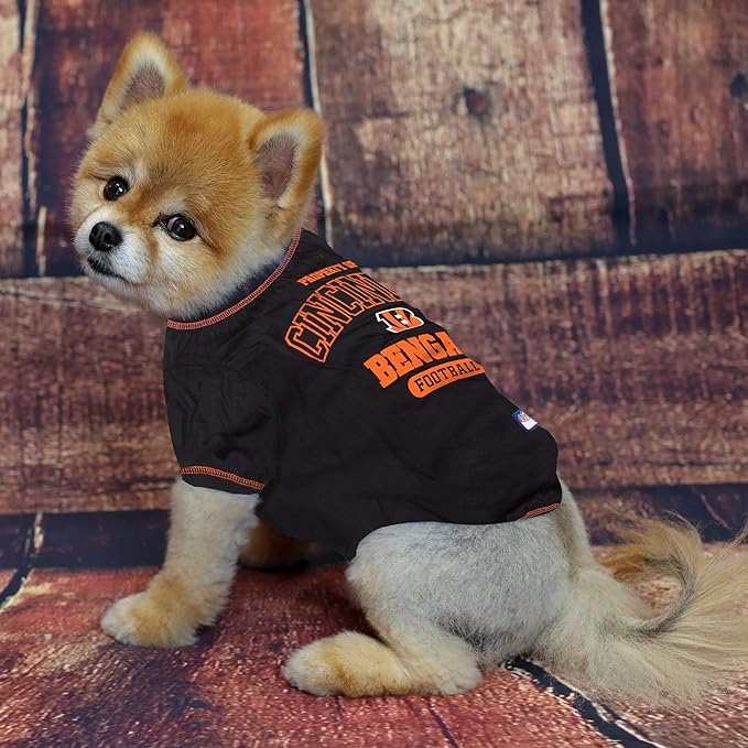 NFL Cincinnati Bengals Dog T-shirt X-Small. - Licensed Shirt for Pets Team Colored with Team Logos- Premium Stretchable Materials for the comfort of your Dog & Cat