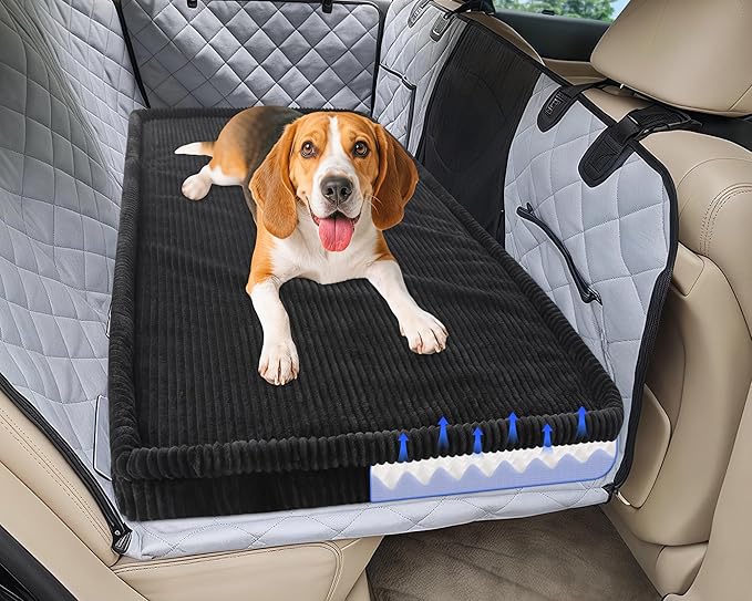 Loiion Dog Car Bed, Non-Slip Backseat Extender Pet Mat, Removable Washable Dog Bed for SUVs, Sedans & Trucks, Anti-Slip Travel Bed for Dogs, Easy Clean & Scratch-Proof & Comfort (50"x24.6")