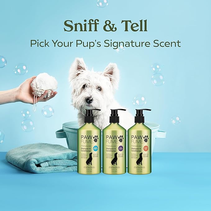 PAWFUME Dog Shampoo and Conditioner, Blue Ribbon, 2-Pack – Nourish & Detangle for a Silky Soft Coat – Probiotic, Deep-Cleaning, pH-Balanced Formula – Puppy Shampoo and Conditioner for All Breeds