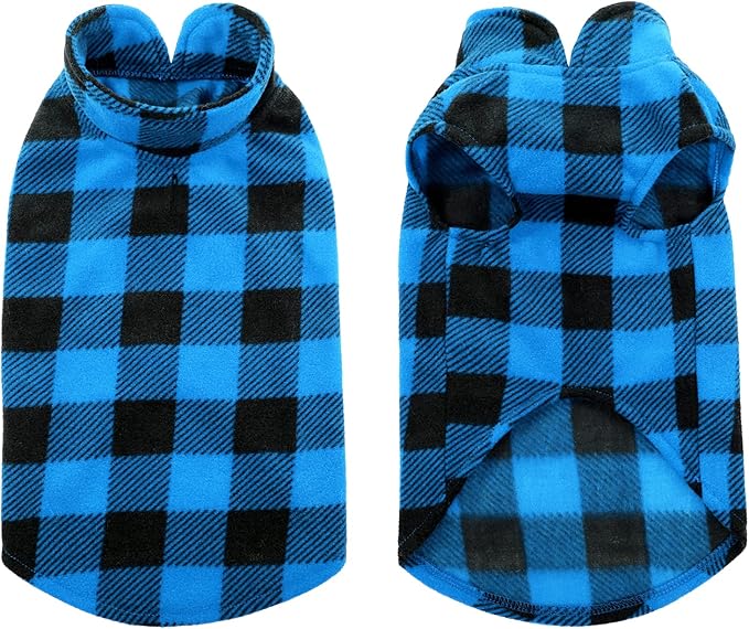 KAMA BRIDAL Spring Autumn Winter Coat Pullover Fleece Vest for Cats Small and Medium Dogs Thin Sweater Blue & Black Plaid (Blue, M)