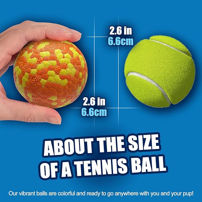Dog Balls, Indestructible Tennis Balls for Dogs, Durable Bouncy Dog Toy Balls for Aggressive Chewers, Interactive Dog Toys for Fetch Game, Lightweight Floating Dog Toys