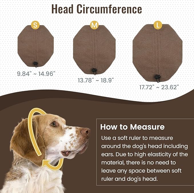 IDOMIK Dog Calming Hoodie No Shake Ear Wraps for Dogs, Quiet Head Covers for Noise Reduction & Anxiety Relief, Dog Ear Covers Muffs Head Wraps for Bath Hematoma Grooming Firework Force Drying