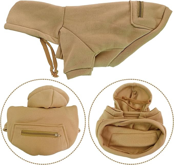 Jecikelon Pet Dog Cold Weather Coat with Pocket Winter Dog Hoodie Warm Puppy Clothes for Small Dogs Chihuahua Clothing (Khaki, Medium)