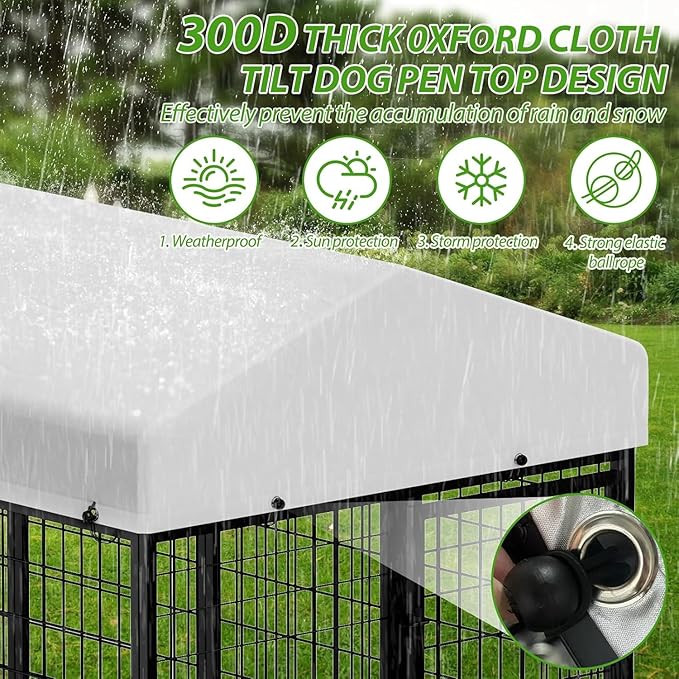 ROOMTEC Large Dog Kennel Outdoor Pet Pens Dogs Run (8 x 4 x5.6-ft)