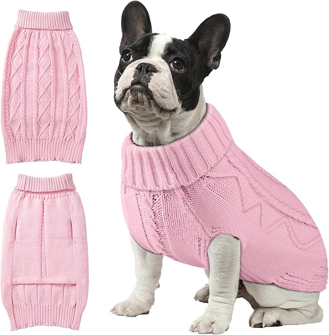 Dog Sweaters for Small Medium Large Dogs Girl, Soft Warm Turtleneck Pup Dogs Shirt, Double Knitting Collar for Outdoor Playing, Warm Dog Clothes