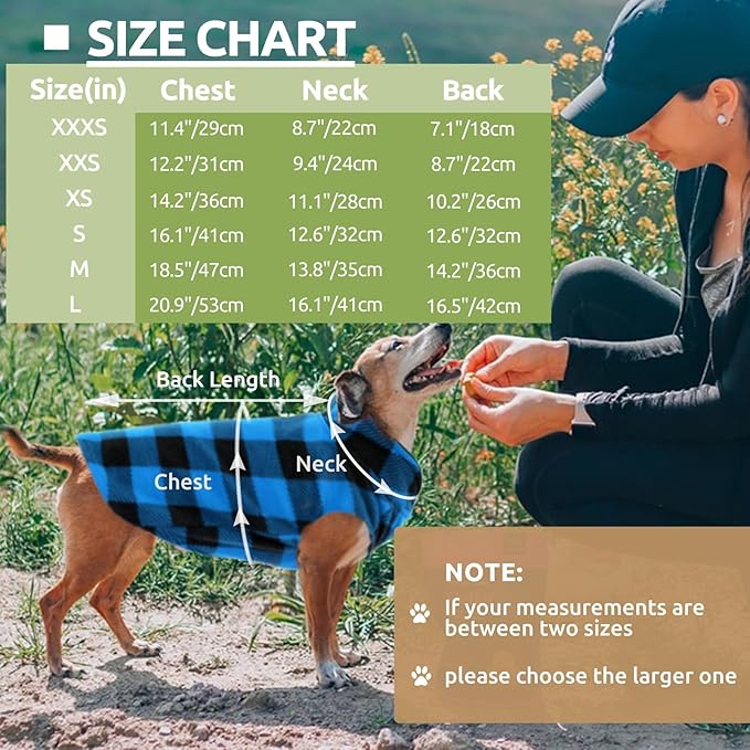 KAMA BRIDAL Spring Autumn Winter Coat Pullover Fleece Vest for Cats Small and Medium Dogs Thin Sweater Blue & Black Plaid (Blue, XXXS)