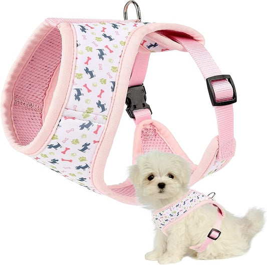 Mile High Life Step in Dog Harness for Small Dogs No Pull, Easy Get on Air Mesh Vest Harness, Adjustable Easy Closures Both Neck and Chest (Pink, XS Chest 11.4"-16.1")