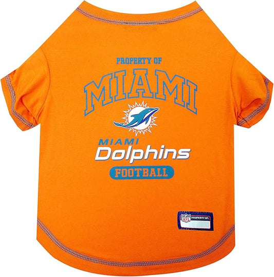 NFL Miami Dolphins Dog T-shirt Medium. - Licensed Shirt for Pets Team Colored with Team Logos- Premium Stretchable Materials for the comfort of your Dog & Cat