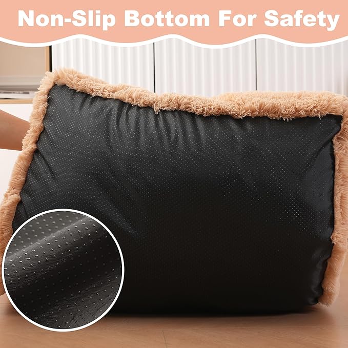 Bedfolks Waterproof Dog Crate Bed, Plush With Removable Washable Cover, Faux Fur Pad for Small Dogs and Cats, Fluffy Kennel 21"x13", Pink
