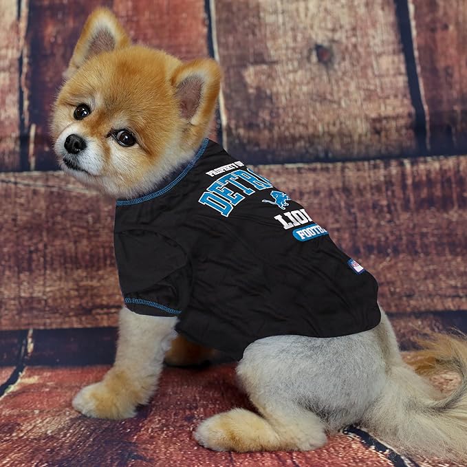 NFL Detroit Lions Dog T-shirt Large. - Licensed Shirt for Pets Team Colored with Team Logos- Premium Stretchable Materials for the comfort of your Dog & Cat