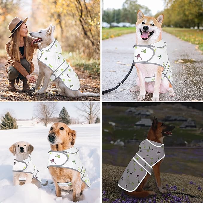 Dog Raincoat for Small Dogs Puppies Waterproof Hooded Rain Jacket with Reflective Strips Leash Hole & Poncho Adjustable Fit (FrogPaw,S)