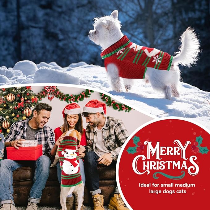 PETCARE Red Snowman Dog Sweater Christmas Dog Sweaters Vest Ugly Snow Xmas Puppy Costume Pet Holiday New Year Fall Winter Clothes for Small Medium Large Dogs Cats Pullover Sweaters Outfits,X-Large