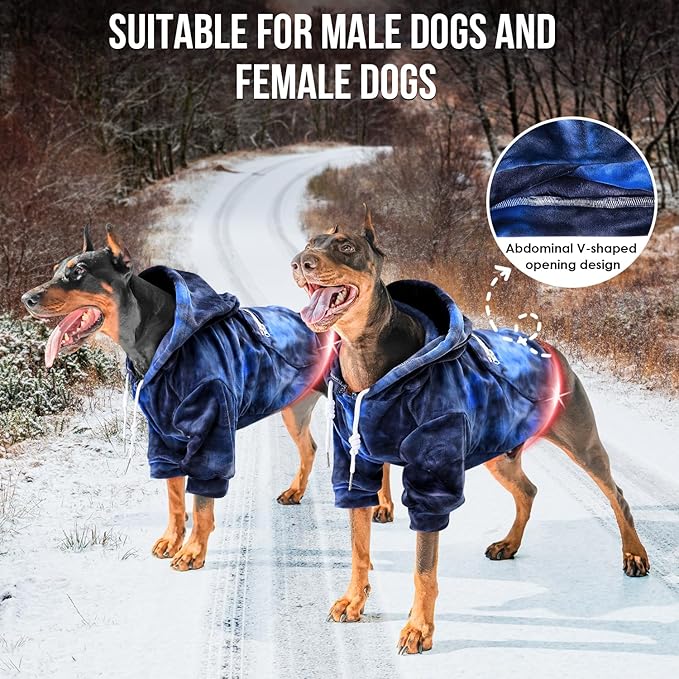 SlowTon Dog Hoodie Tie Dye - Warm Dog Sweater Hoodies with Pocket, Fall Winter Dogs Coat Jacket Pet Outfit Puppy Hooded Sweatshirt Clothes for Small Medium Large Dogs Boy Girl (Blue, XXL)