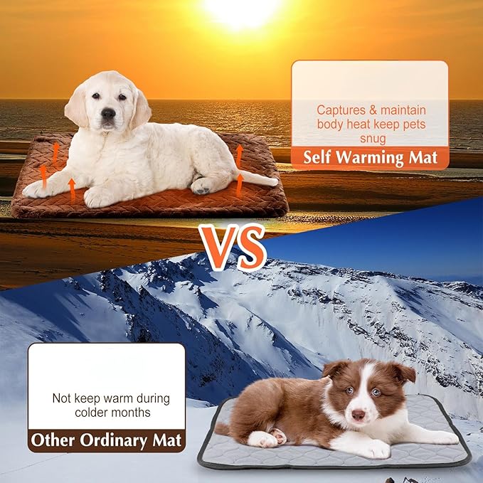 4 Pack Self Heating Cat Pad 16 x 20 Inch Self Warming Cat Bed Non Slip Warm Dog Pad Mat Washable Pet Kennel Crate Bed Mat for Indoor Outdoor Pets(Dark Coffee,16 x 20 Inch)