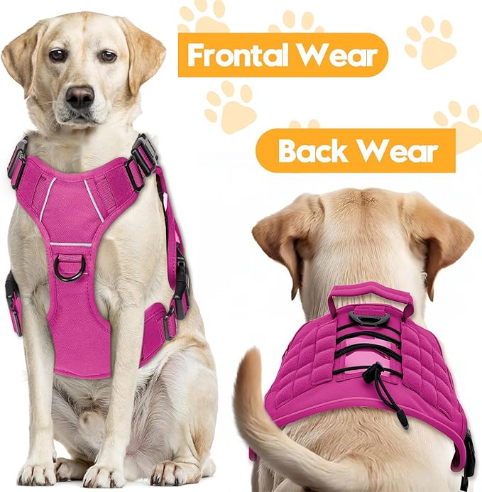 Bruvoalon Heavy-Duty Tactical Dog Harness for Large Dogs, No Pull Adjustable Reflective K9 Vest with Molle System, 12 Colors & 4 Sizes, Military-Grade Control for Training, Outdoor & 10+ Breeds