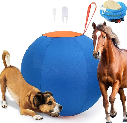 Dog Herding Ball for Dogs & Puppies, Toy Balls for Cattle, Australian Shepherd, Non-Chewing Activities, Large Dog Toy | Oxford Fabric Cover, Pump, with Patch Repair Kit (22 inch)
