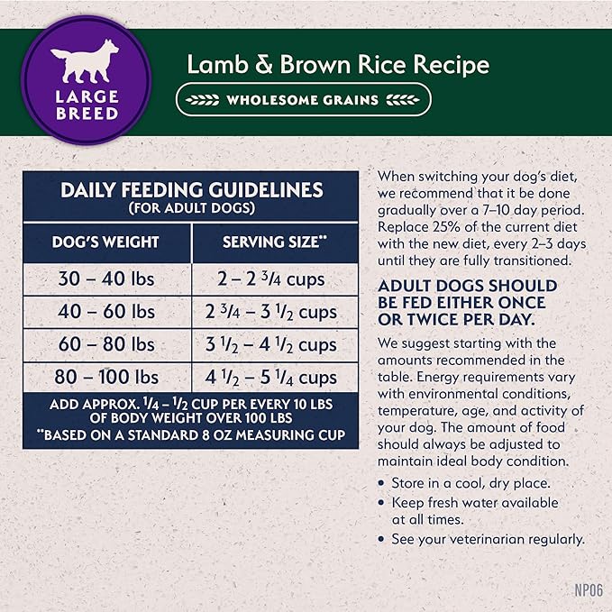 Natural Balance Limited Ingredient Large Breed Adult Dry Dog Food with Healthy Grains, Lamb & Brown Rice Recipe, 12 Pound (Pack of 1)