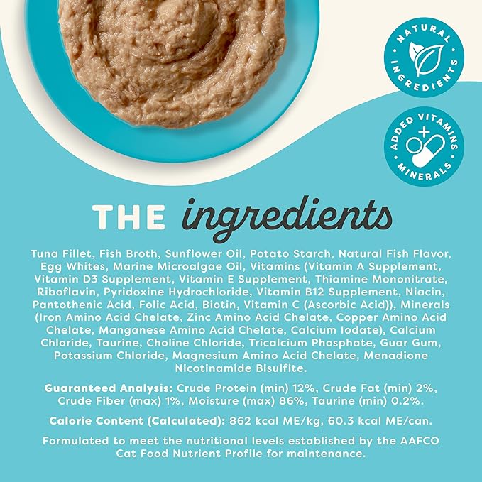 Applaws Vitality Wet Cat Food Paté, Natural Cat Food with Added Vitamins & Minerals, Grain-Free, Carrageenan Free, Tuna Fillet Recipe (24 Count, 2.47 oz Cans)