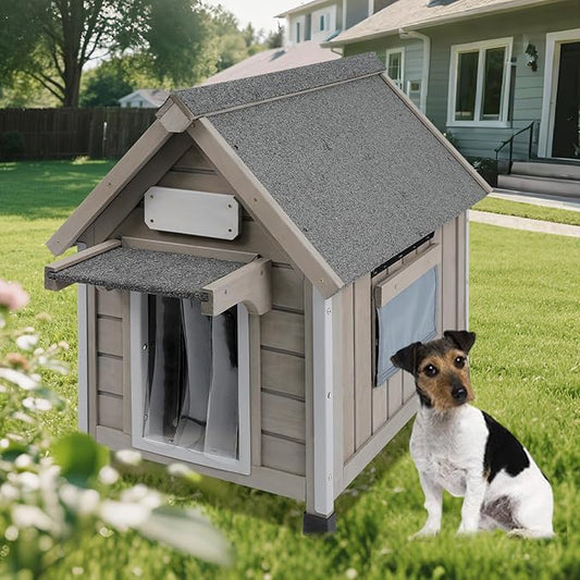 Small Dog House Outdoor, Wooden Indoor Dog House with Waterproof Roof, Removable Floor, Pet Doghouse Puppy Shelter for Small Medium Dogs, 18.1''x25.2''x24''