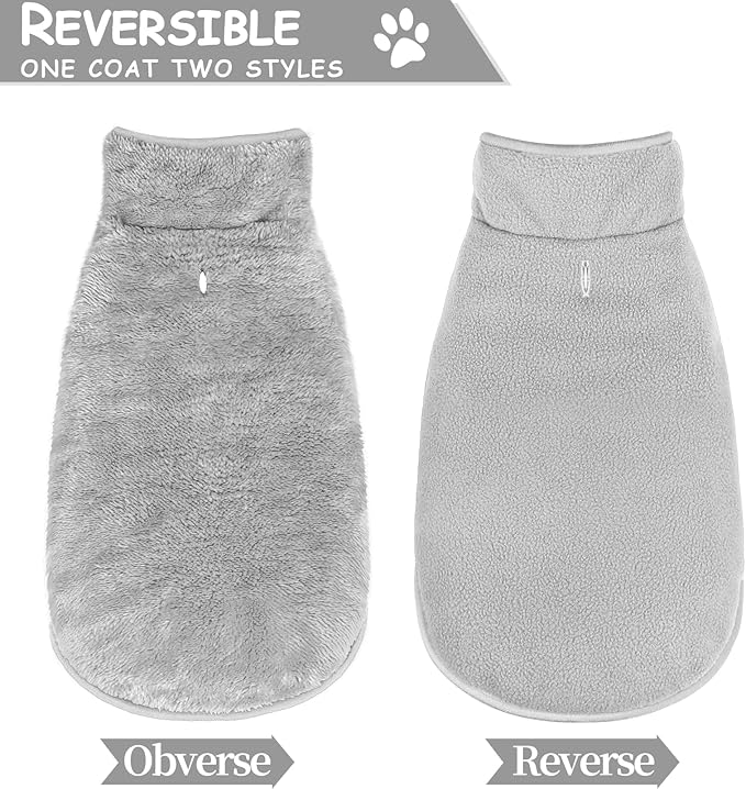 Malier Dog Winter Coat, Reversible Fleece Dog Cold Weather Coats, Windproof Warm Snow Puppy Jacket Vest Pet Clothes for Small Medium Large Dogs (Gray, Large)