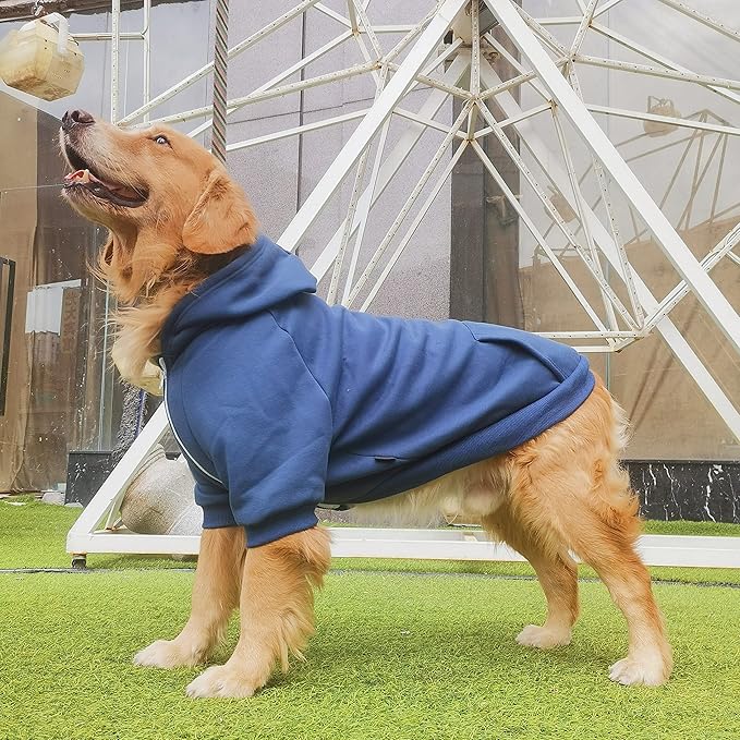 Extra Large Dog Clothes Hoodies Zip Up Sweaters for Big Dogs Labrador Golden Retriever Blue 5XL