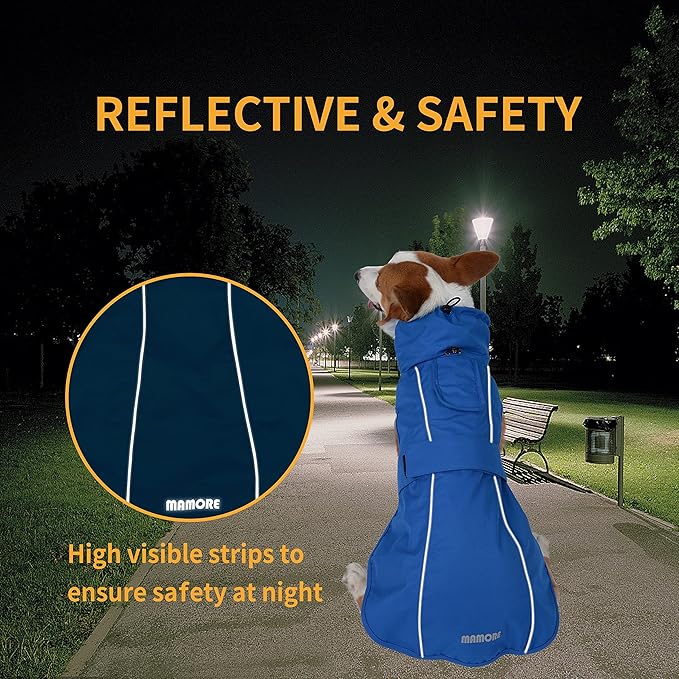 Adjustable Waterproof Dog Raincoat for Dogs,Lightweight Pet Rain Jacket Puppy Clothes with Reflective Strip for Small Medium Large Dogs (Army Green, Large)