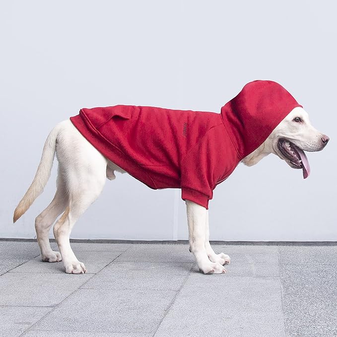 Extra Large Dog Clothes Hoodies Zip Up Sweaters for Big Dogs Labrador Border Collie Puppy Red XL
