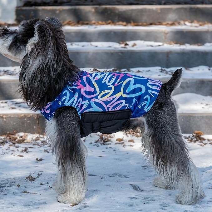 CuteBone Winter Dog Jacket - Waterproof Windproof Reversible Vest with Leash Hole for Small to Large Dogs