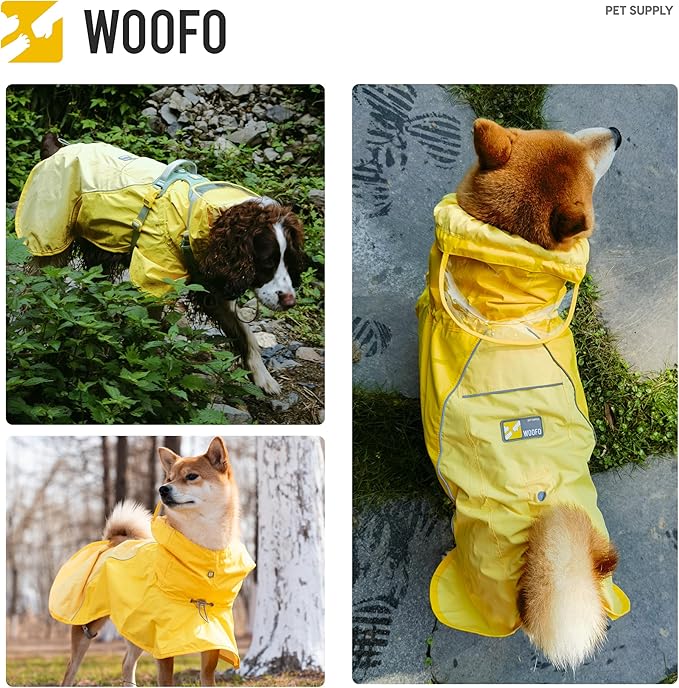 Slip-On Dog Rain Poncho, Quick & Easy to Wear Dog Raincoat, Unrestricted, Super Lightweight, and Waterproof Rain Jacket for All Breeds, Adjustable and Reflective (Grey, Small)